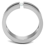 TK2412 - High polished (no plating) Stainless Steel Ring with AAA Grade CZ in Clear - Alamode - Flyclothing LLC