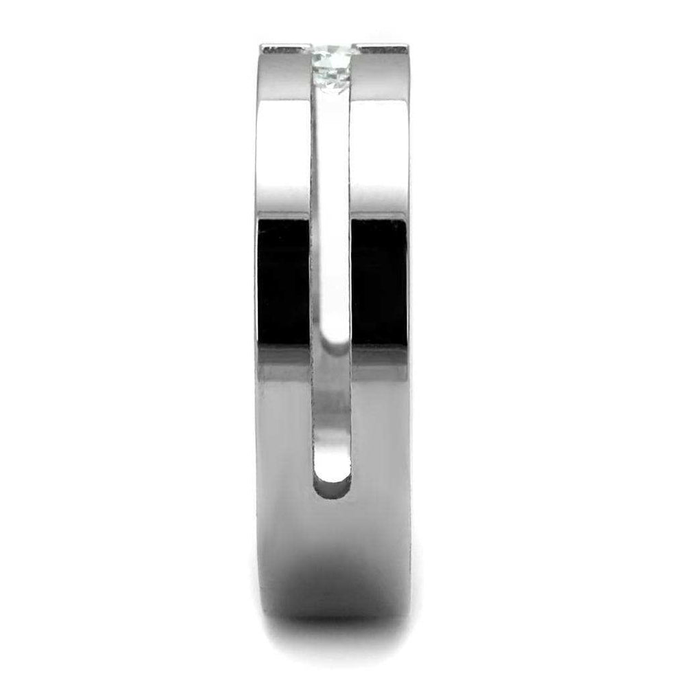 TK2412 - High polished (no plating) Stainless Steel Ring with AAA Grade CZ in Clear - Alamode - Flyclothing LLC