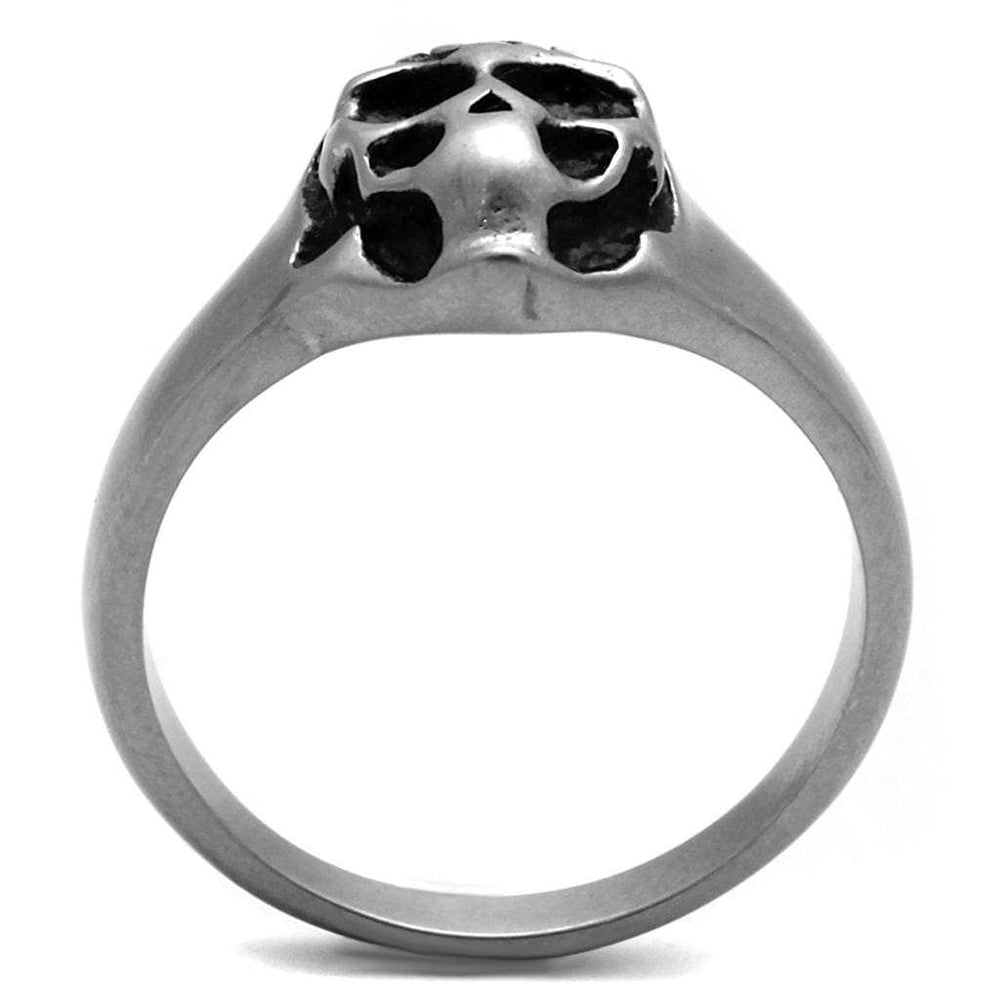 TK2417 - Antique Silver Stainless Steel Ring with Epoxy in Jet - Alamode - Flyclothing LLC