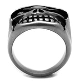 TK2418 - Antique Silver Stainless Steel Ring with Epoxy in Jet - Alamode - Flyclothing LLC