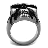 TK2419 - Antique Silver Stainless Steel Ring with Epoxy in Jet - Alamode - Flyclothing LLC