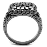 TK2420 - Antique Silver Stainless Steel Ring with Epoxy in Jet - Alamode - Flyclothing LLC