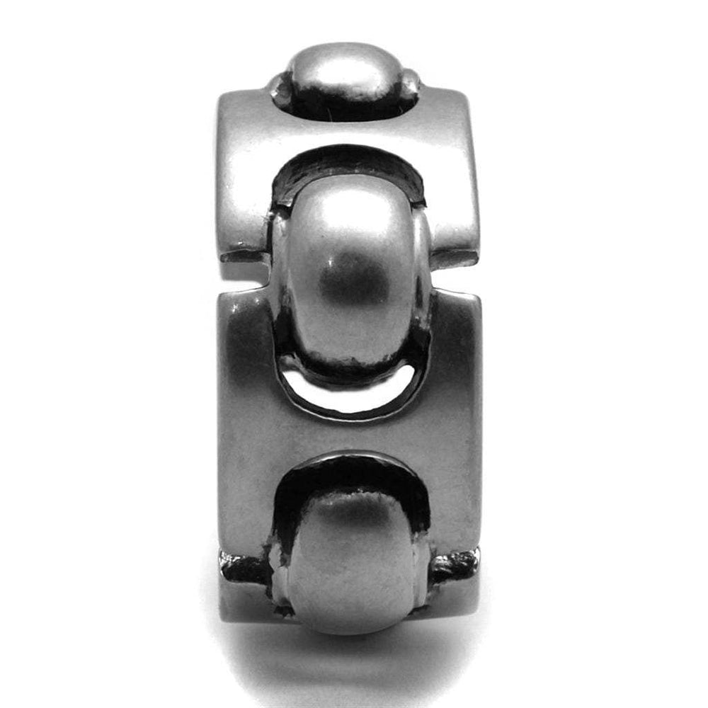 TK2421 - Antique Silver Stainless Steel Ring with Epoxy in Jet - Alamode - Flyclothing LLC