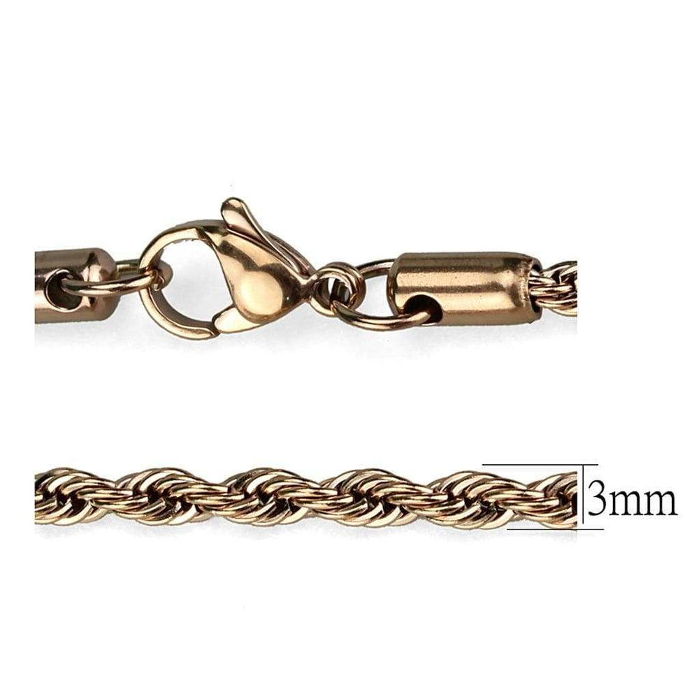 TK2434R - IP Rose Gold(Ion Plating) Stainless Steel Chain with No Stone - Alamode - Flyclothing LLC