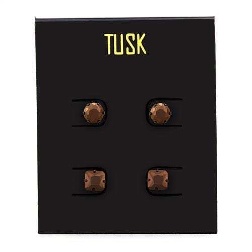 TK2443 - Two Tone IP Light Brown (IP Light coffee) Stainless Steel Earrings with AAA Grade CZ in Light Coffee - Alamode - Flyclothing LLC