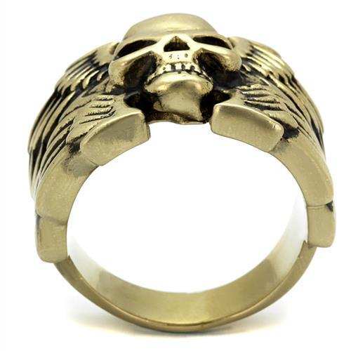TK2445 - IP Antique Copper Stainless Steel Ring with Epoxy in Jet - Alamode - Flyclothing LLC