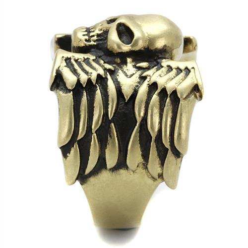 TK2445 - IP Antique Copper Stainless Steel Ring with Epoxy in Jet - Alamode - Flyclothing LLC