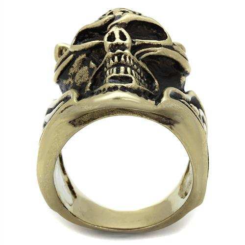 TK2446 - IP Antique Copper Stainless Steel Ring with Epoxy in Jet - Alamode - Flyclothing LLC