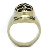 TK2447 - IP Antique Copper Stainless Steel Ring with Epoxy in Jet - Alamode - Flyclothing LLC