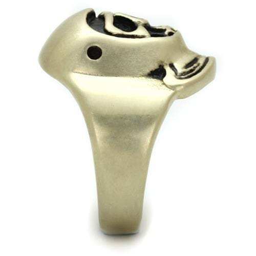 TK2447 - IP Antique Copper Stainless Steel Ring with Epoxy in Jet - Alamode - Flyclothing LLC