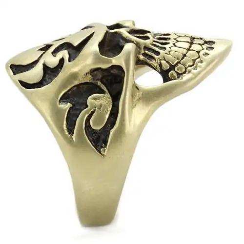 TK2448 - IP Antique Copper Stainless Steel Ring with Epoxy in Jet - Alamode - Flyclothing LLC