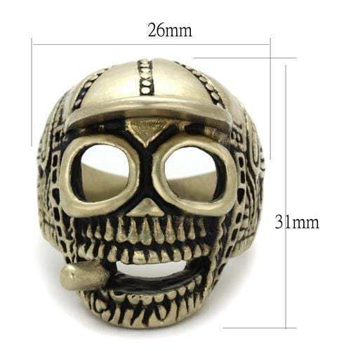 TK2449 - IP Antique Copper Stainless Steel Ring with Epoxy in Jet - Alamode - Flyclothing LLC