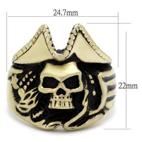 TK2453 - IP Antique Copper Stainless Steel Ring with Epoxy in Jet - Alamode - Flyclothing LLC