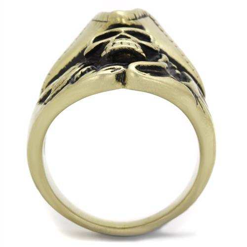 TK2453 - IP Antique Copper Stainless Steel Ring with Epoxy in Jet - Alamode - Flyclothing LLC