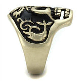 TK2454 - IP Antique Copper Stainless Steel Ring with Epoxy in Jet - Alamode - Flyclothing LLC