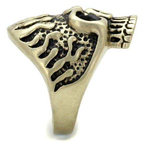 TK2455 - IP Antique Copper Stainless Steel Ring with Epoxy in Jet - Alamode - Flyclothing LLC