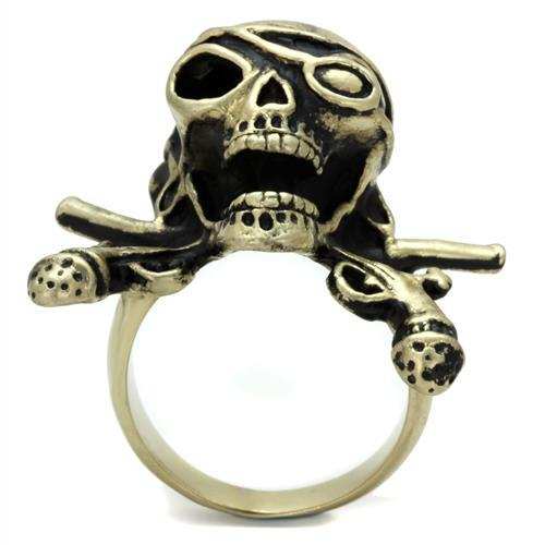 TK2456 - IP Antique Copper Stainless Steel Ring with Epoxy in Jet - Alamode - Flyclothing LLC