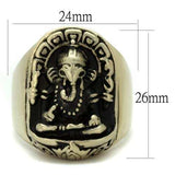 TK2457 - IP Antique Copper Stainless Steel Ring with Epoxy in Jet - Alamode - Flyclothing LLC