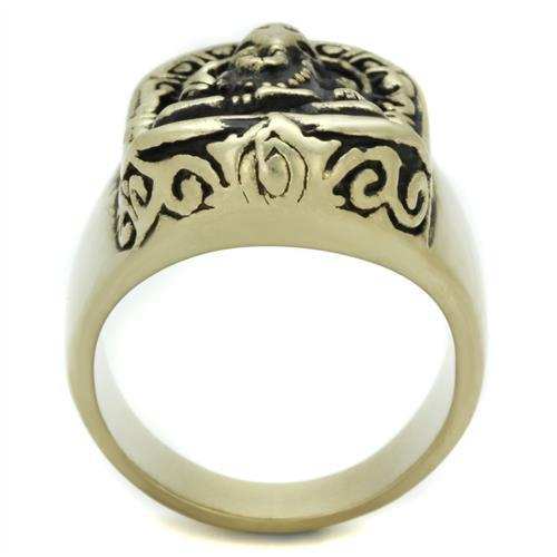 TK2457 - IP Antique Copper Stainless Steel Ring with Epoxy in Jet - Alamode - Flyclothing LLC