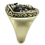 TK2457 - IP Antique Copper Stainless Steel Ring with Epoxy in Jet - Alamode - Flyclothing LLC