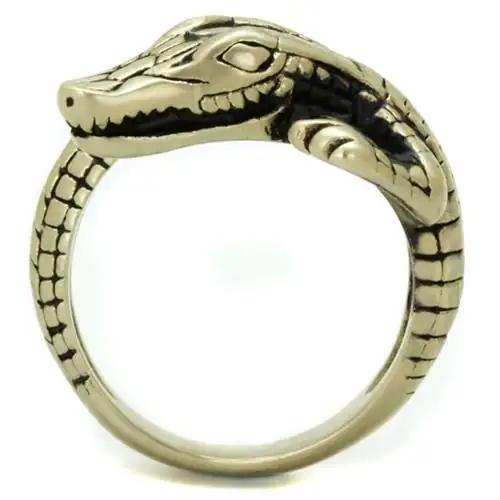 TK2459 - IP Antique Copper Stainless Steel Ring with Epoxy in Jet - Alamode - Flyclothing LLC
