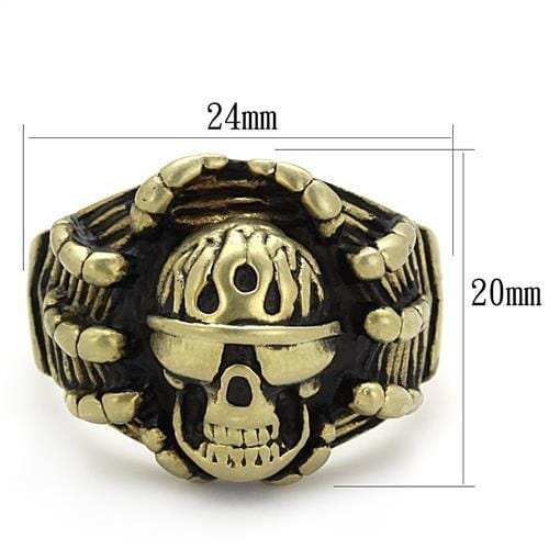 TK2461 - IP Antique Copper Stainless Steel Ring with Epoxy in Jet - Alamode - Flyclothing LLC
