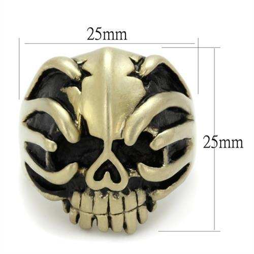 TK2463 - IP Antique Copper Stainless Steel Ring with Epoxy in Jet - Alamode - Flyclothing LLC