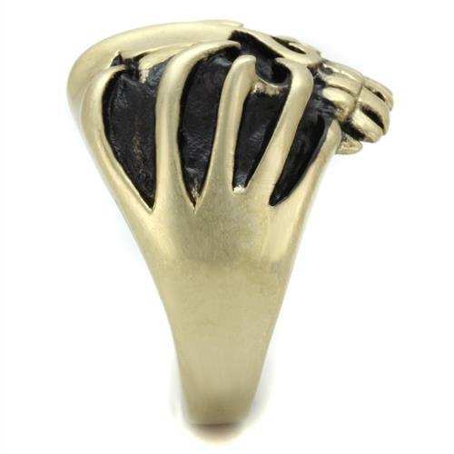 TK2463 - IP Antique Copper Stainless Steel Ring with Epoxy in Jet - Alamode - Flyclothing LLC