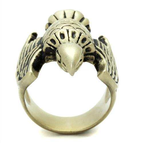 TK2466 - IP Antique Copper Stainless Steel Ring with Epoxy in Jet - Alamode - Flyclothing LLC