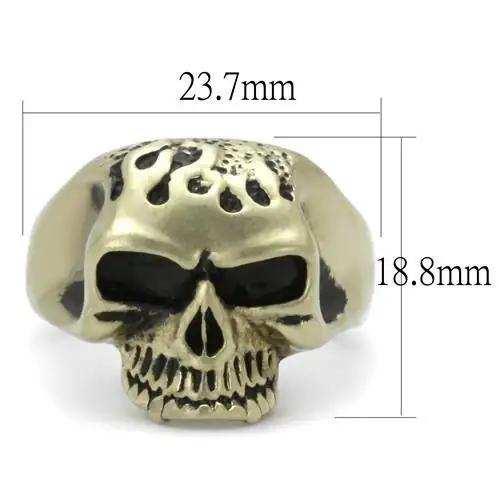 TK2467 - IP Antique Copper Stainless Steel Ring with Epoxy in Jet - Alamode - Flyclothing LLC