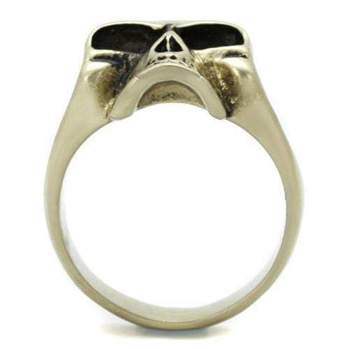 TK2467 - IP Antique Copper Stainless Steel Ring with Epoxy in Jet - Alamode - Flyclothing LLC