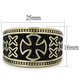 TK2469 - IP Antique Copper Stainless Steel Ring with Epoxy in Jet - Alamode - Flyclothing LLC