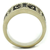TK2469 - IP Antique Copper Stainless Steel Ring with Epoxy in Jet - Alamode - Flyclothing LLC