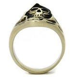 TK2474 - IP Antique Copper Stainless Steel Ring with Epoxy in Jet - Alamode - Flyclothing LLC
