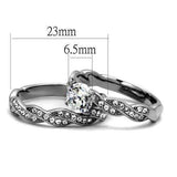 TK2475 - High polished (no plating) Stainless Steel Ring with AAA Grade CZ in Clear - Alamode - Flyclothing LLC
