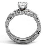 TK2475 - High polished (no plating) Stainless Steel Ring with AAA Grade CZ in Clear - Alamode - Flyclothing LLC