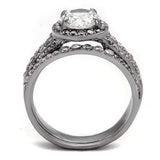 TK2476 - High polished (no plating) Stainless Steel Ring with AAA Grade CZ in Clear - Alamode - Flyclothing LLC