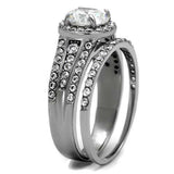 TK2476 - High polished (no plating) Stainless Steel Ring with AAA Grade CZ in Clear - Alamode - Flyclothing LLC
