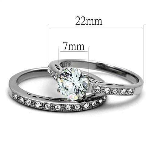 TK2477 - High polished (no plating) Stainless Steel Ring with AAA Grade CZ in Clear - Alamode - Flyclothing LLC