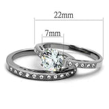 TK2477 - High polished (no plating) Stainless Steel Ring with AAA Grade CZ in Clear - Alamode - Flyclothing LLC