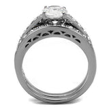 TK2477 - High polished (no plating) Stainless Steel Ring with AAA Grade CZ in Clear - Alamode - Flyclothing LLC
