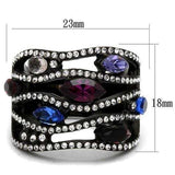 TK2480 - IP Black(Ion Plating) Stainless Steel Ring with Top Grade Crystal in Multi Color - Alamode - Flyclothing LLC