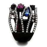 TK2480 - IP Black(Ion Plating) Stainless Steel Ring with Top Grade Crystal in Multi Color - Alamode - Flyclothing LLC