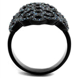 TK2481 - IP Black(Ion Plating) Stainless Steel Ring with Top Grade Crystal in Montana - Alamode - Flyclothing LLC