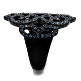 TK2481 - IP Black(Ion Plating) Stainless Steel Ring with Top Grade Crystal in Montana - Alamode - Flyclothing LLC