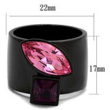 TK2484 - IP Black(Ion Plating) Stainless Steel Ring with Top Grade Crystal in Rose - Alamode - Flyclothing LLC
