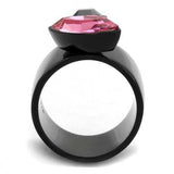 TK2484 - IP Black(Ion Plating) Stainless Steel Ring with Top Grade Crystal in Rose - Alamode - Flyclothing LLC