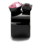 TK2484 - IP Black(Ion Plating) Stainless Steel Ring with Top Grade Crystal in Rose - Alamode - Flyclothing LLC