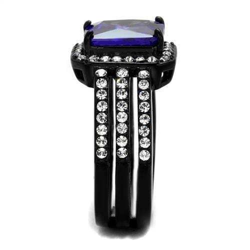 TK2486 - IP Black(Ion Plating) Stainless Steel Ring with AAA Grade CZ in Tanzanite - Alamode - Flyclothing LLC