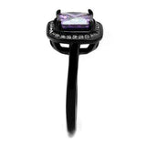 TK2487 - IP Black(Ion Plating) Stainless Steel Ring with AAA Grade CZ in Amethyst - Alamode - Flyclothing LLC